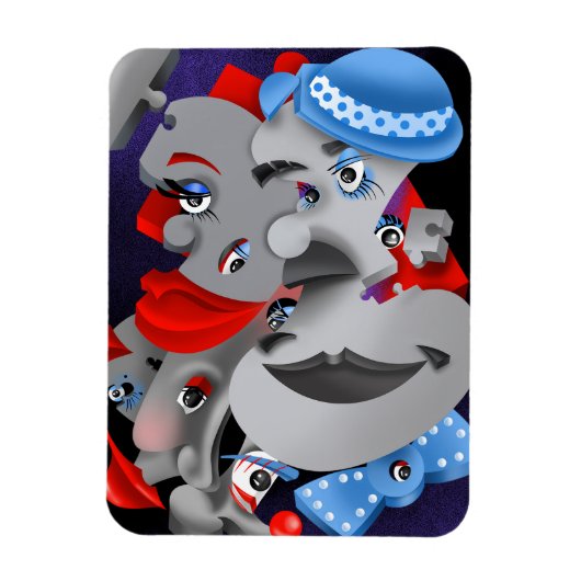 Surrealistische puzzel gezichten koelkast magneet (Verticaal)