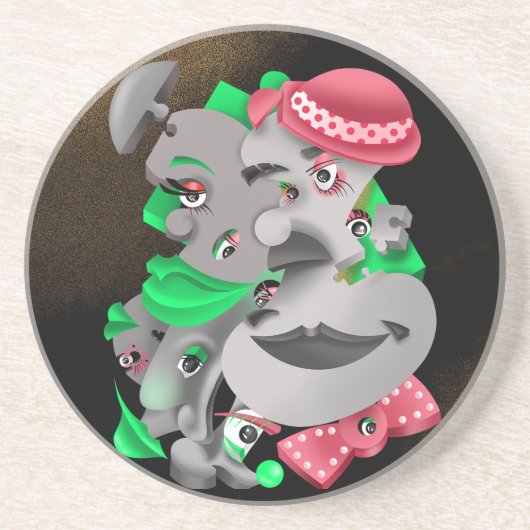 Surrealistische puzzel gezichten Onderzetter (Voorkant)