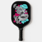Surrealistische puzzel gezichten pickleball paddle (Achterkant)