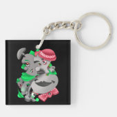 Surrealistische puzzel gezichten Sleutelhanger (Achterkant)