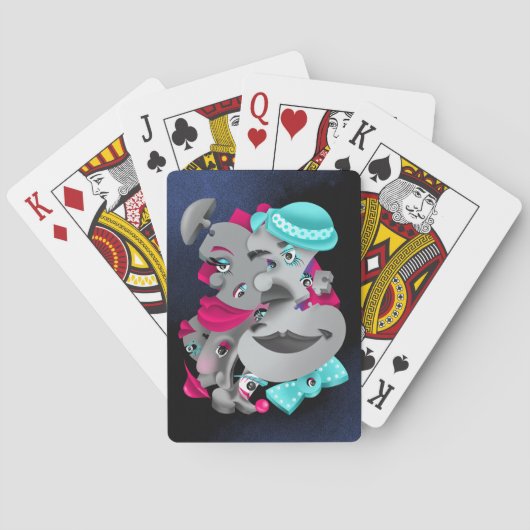 Surrealistische puzzel gezichten speelkaarten (Achterkant)