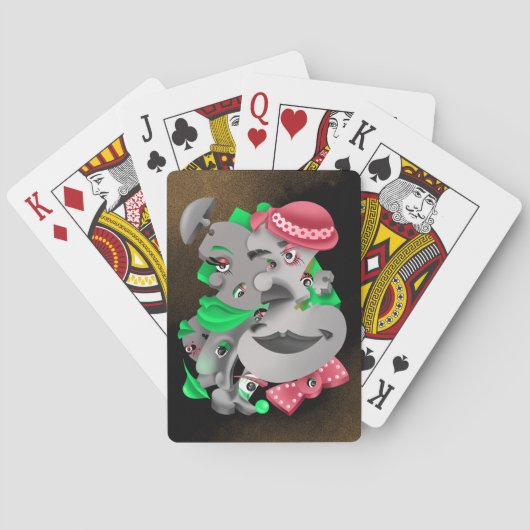 Surrealistische puzzel gezichten speelkaarten (Achterkant)