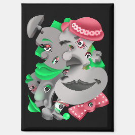 Surrealistische puzzel met uitzicht op koelkast magneet