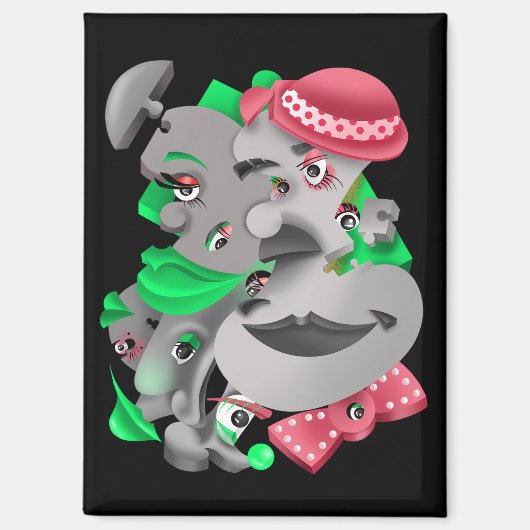 Surrealistische puzzel met uitzicht op koelkast magneet (Voorkant)