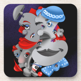 Surrealistische puzzelgezichten bier onderzetter