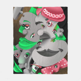 Surrealistische puzzelgezichten fleece deken