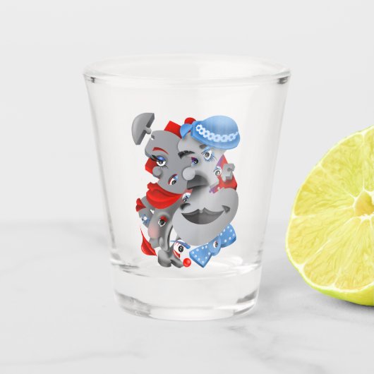 Surrealistische puzzelgezichten geschoten glas (Voorkant)