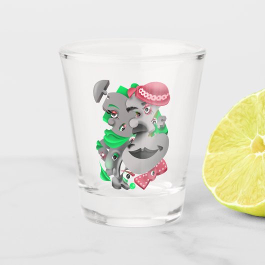 Surrealistische puzzelgezichten geschoten glas (Voorkant)