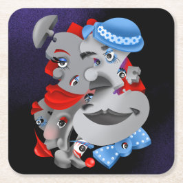 Surrealistische puzzelgezichten kartonnen onderzetters