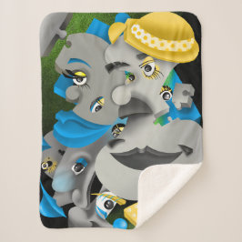 Surrealistische puzzelgezichten sherpa deken