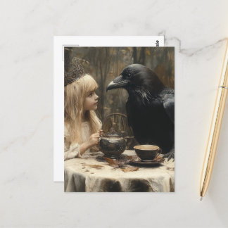 Surrealistische Raven en Child Fantasy Tea Party Briefkaart
