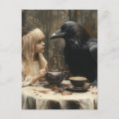 Surrealistische Raven en Child Fantasy Tea Party Briefkaart (Voorkant)