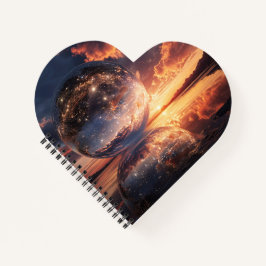 Surrealistische reflecterende bol met sterren notitieboek