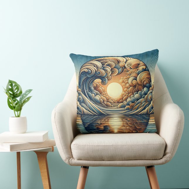 Surrealistische reflectie kunst kussen (Stoel)