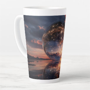 Surrealistische reflectieve bol met sterren latte mok