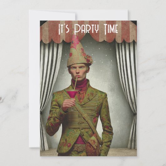 Surrealistische retro Euro Guy Party Uitnodigen Kaart (Voorkant)