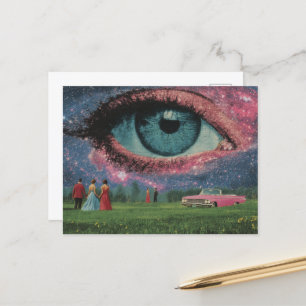 Surrealistische Retro Mensen en Auto met een Oog i Briefkaart