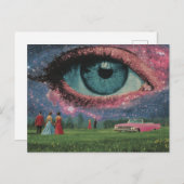 Surrealistische Retro Mensen en Auto met een Oog i Briefkaart (Voorkant / Achterkant)