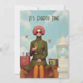 Surrealistische Retro Mod Girl Party Uitnodigen Kaart (Voorkant)