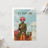 Surrealistische Retro Mod Girl Party Uitnodigen Kaart (Voorkant / Achterkant in situ)