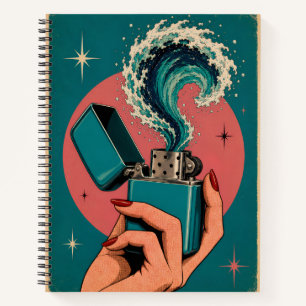 Surrealistische Retro Pop Art Aansteker met Oceaan Notitieboek