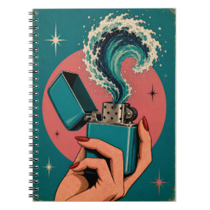 Surrealistische Retro Pop Art Aansteker met Oceaan Notitieboek