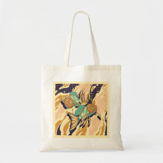 Surrealistische Retro Vissen Synthwave Golfpatroon Tote Bag