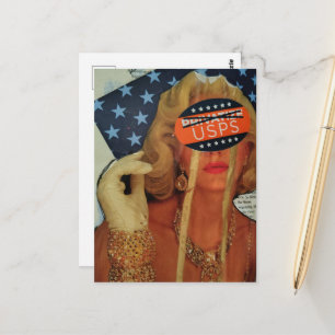 Surrealistische Retro Vrouw Huilt Gouden Tranen Co Briefkaart