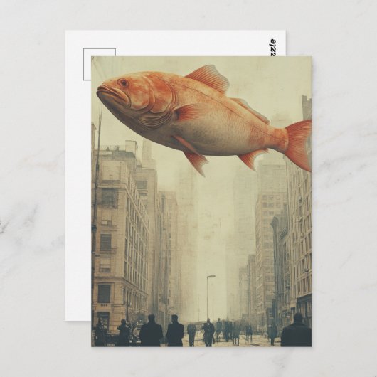 Surrealistische reuzenvis in de lucht briefkaart (Voorkant / Achterkant)