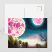 Surrealistische  roze moons briefkaart (Voorkant / Achterkant)