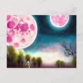 Surrealistische  roze moons briefkaart (Voorkant)