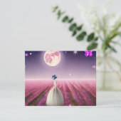 Surrealistische roze veldbride en maan kaart (Staand voorkant)