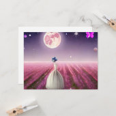 Surrealistische roze veldbride en maan kaart (Voorkant / Achterkant in situ)