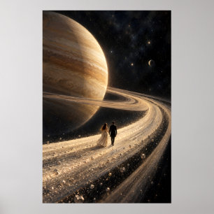 Surrealistische Saturnus Ring Wandel Kunst Poster