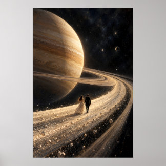 Surrealistische Saturnus Ring Wandel Kunst Poster