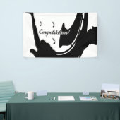 Surrealistische saxofoon spelen Gefeliciteerd Spandoek (Beurs)