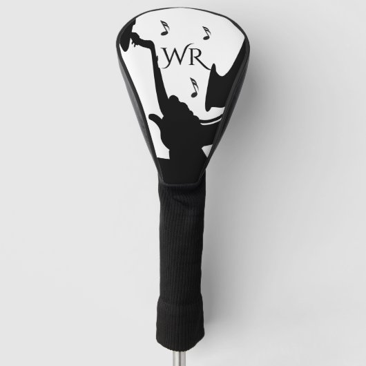 Surrealistische Saxofoon Speler Monogram Initiaal Golfheadcover (Voorkant)