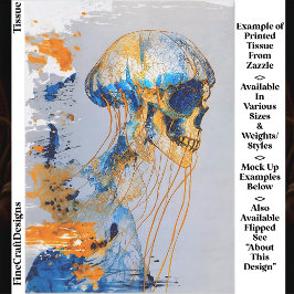 Surrealistische schedel in de oceaan, Waterverf EE Tissuepapier