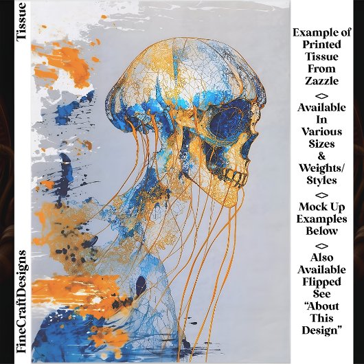 Surrealistische schedel in de oceaan, Waterverf EE Tissuepapier