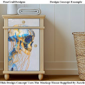 Surrealistische schedel in de oceaan, Waterverf EE Tissuepapier