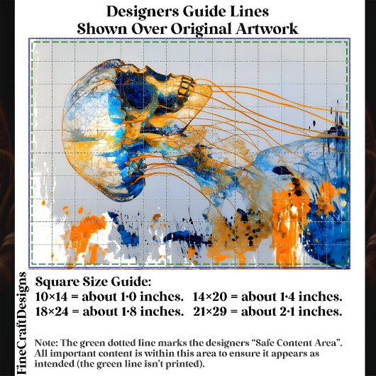 Surrealistische schedel in de oceaan, Waterverf EE Tissuepapier