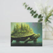 Surrealistische schildpad met een bos op schelp briefkaart (Staand voorkant)