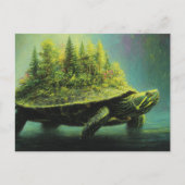 Surrealistische schildpad met een bos op schelp briefkaart (Voorkant)