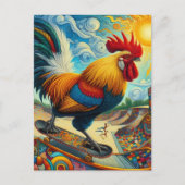 Surrealistische Skateboarden Haan Briefkaart (Voorkant)