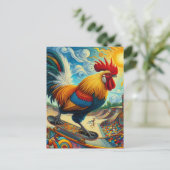 Surrealistische Skateboarden Haan Briefkaart (Staand voorkant)