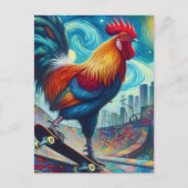 Surrealistische Skateboarden Haan Briefkaart (Voorkant)