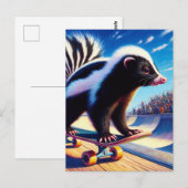 Surrealistische skateboarden Skunk Briefkaart (Voorkant / Achterkant)