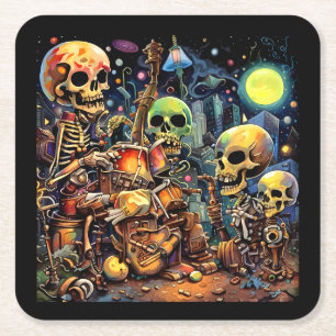 Surrealistische skeletten I Kartonnen Onderzetters