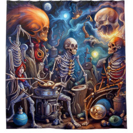 Surrealistische skeletten II Douchegordijn