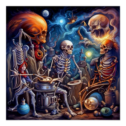 Surrealistische skeletten II Perfect Poster (Voorkant)